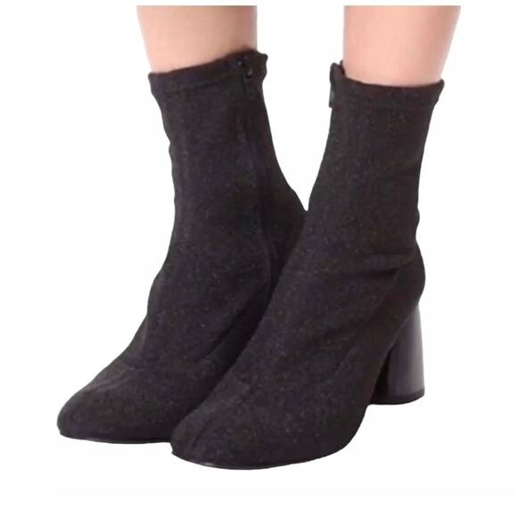 Free People Shoes - Free People Spectrum Sock Boot in Black Shimmer Block Heel Size 10